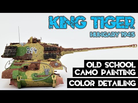Old school King Tiger camo painting and color detailing tutorial, Meng TS-031, 1/35 scale