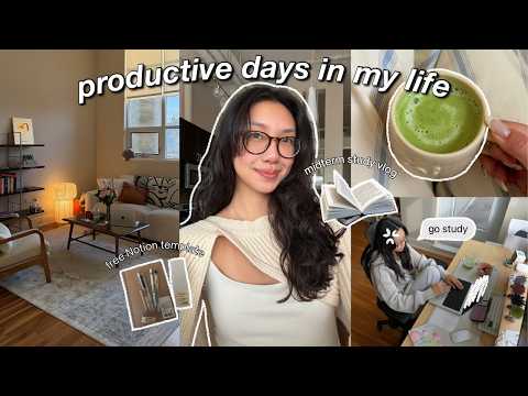 introvert diary 📓 productive days in my life, studying for a midterm, morning routine & self care