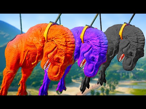 T-REX COLOR PACK vs YANGCHUANOSAURUS vs INDOMINUS REX vs MAJUNGASAURUS - Jurassic World Evolution
