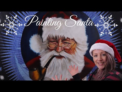Santa Painting with Acrylic and Oil Paint for Christmas