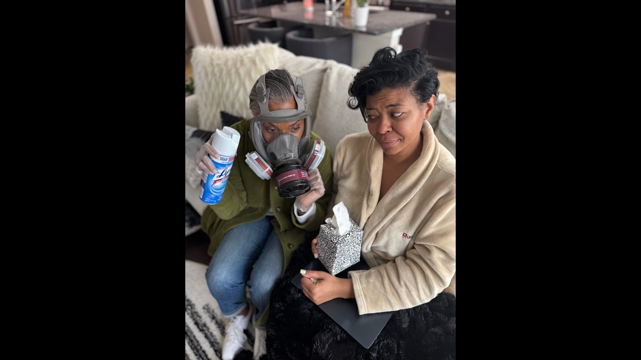 When Rolonda stops by Natasha’s with a GAS MASK ON!!