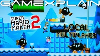 Super Mario Maker 2 - Local Co-Op Gameplay (Snowy Conditions & Bob-Omb Chaos!)