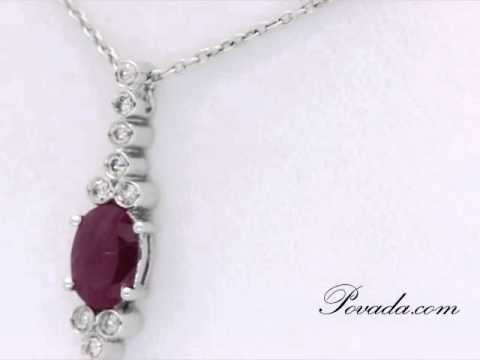 Ruby Diamond Gemstone Pendant in White Gold [P4630RB]