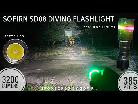 SOFIRN SD08 Diving Flashlight with 360° RGB Lights, 3200 lm, 385 meters