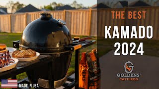 Genuine Goldens' Cast Iron Kamado Grills. Grill out with friends.