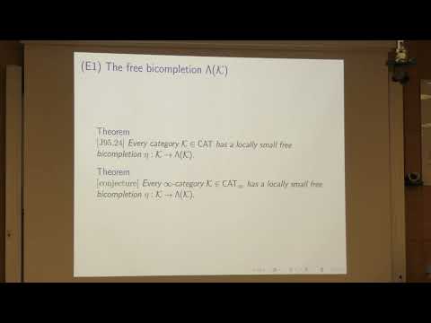 CT2024, André Joyal: Free bicompletion of categories and of ∞-categories