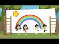 Sesame Street Kids Making A Mural Of A Sun And Rainbow