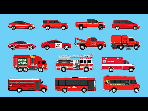 Best Toddler Learning Colors Street Vehicles for Kids - Learn Red Cars, Trucks, Fire Engines & More