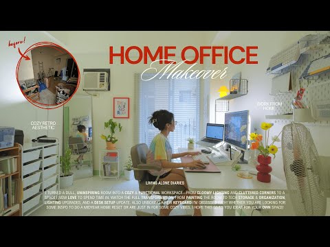 my *dream* home office — DIY painting, wfh desk setup, apartment room tour, cozy pinterest aesthetic