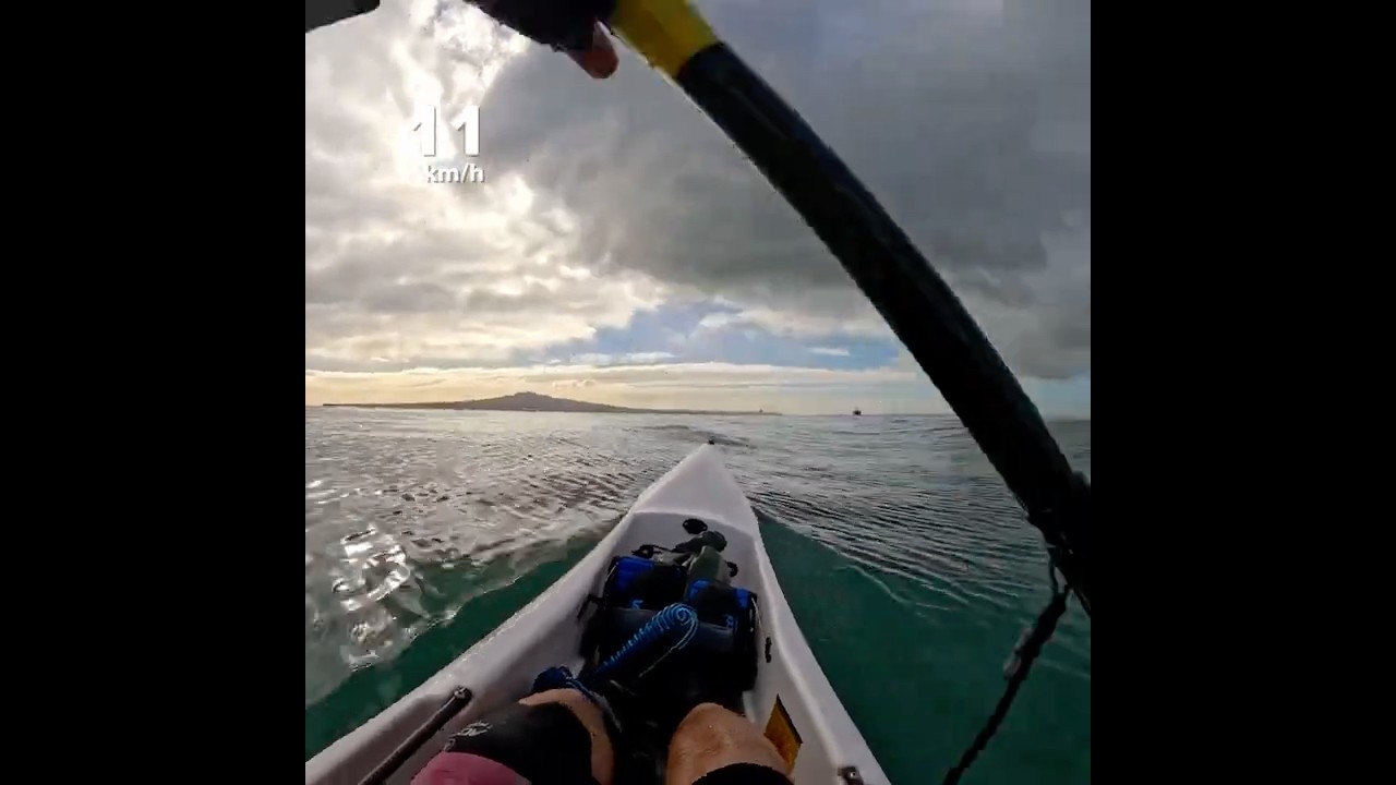 Nice boat wake, smooth sea #surfski #kayak #newzealand