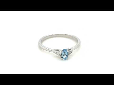 Aquamarine 0.25ct Diamond 0.03ct Cluster Ring 9k White Gold