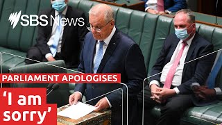 Scott Morrison apologises to Brittany Higgins as parliament acknowledges past bullying I SBS News video