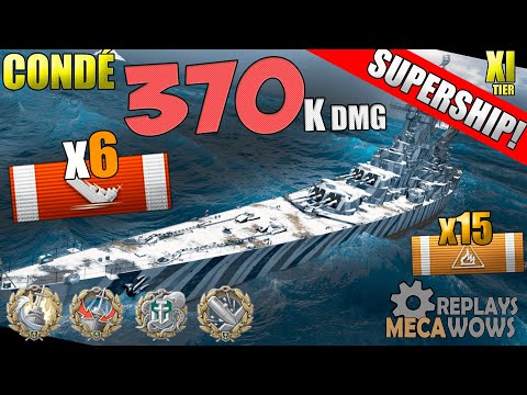 SUPERSHIP Condé 6 Kills & 370k Damage | World of Warships Gameplay 4k