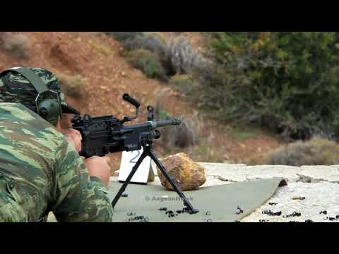 Hellenic Army National Guard FN Minimi in shooting range.