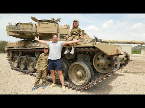 Playing with Real Army Tank | Tractors for kids