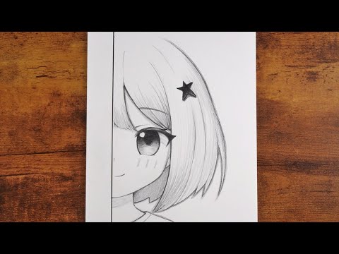 Cute Anime Girl Peek-a-Boo Sketch | Easy Pencil Drawing for Beginners