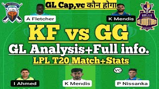 kf vs gg lpl t20 match dream11 team of today match| kendy vs gale dream11 prediction