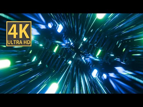 Abstract Background Video 4k VJ LOOP NEON Lights Blue Green Data Sci-Fi Tunnel Hypnotic Visual ASMR