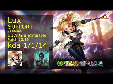 Lux Support vs Karma - EUW Grandmaster 1/1/14 Patch 10.16 Gameplay