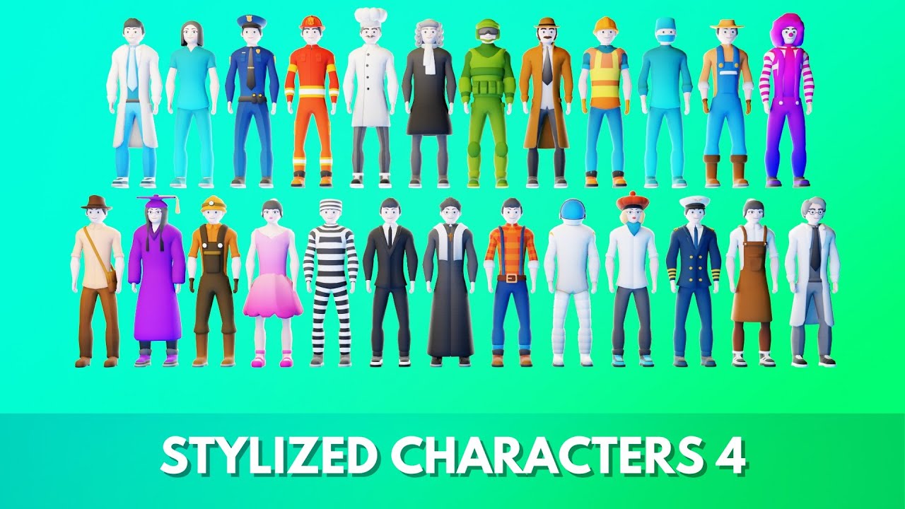 Casual Characters Pack 4 3D Model
