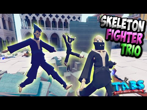 Skeleton Fighter Trio with Destructable Building - TABS MODS GAMEPLAY