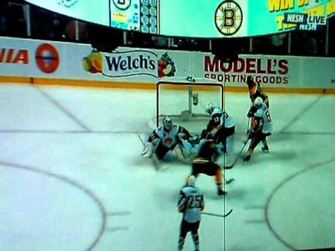Boston Bruins Miroslav Satan double OT playoff goal against Buffalo Sabres.