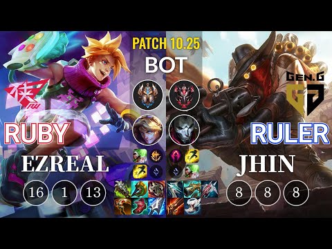 RW Ruby Ezreal vs GEN Ruler Jhin Bot - KR Patch 10.25