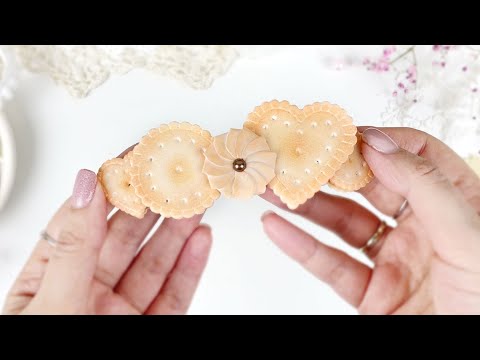 Заколка с печеньем из фоамирана с нуля своими руками/ Украшения для волос/ Foamiran Flowers Clip😍