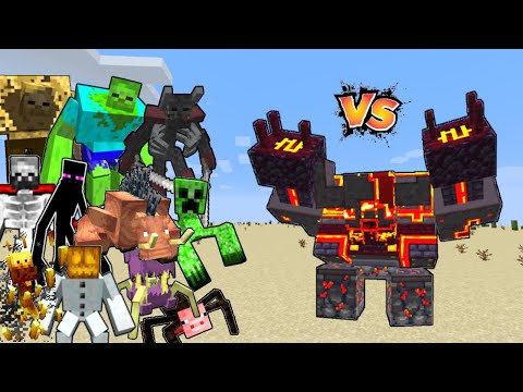 Netherite Monstrosity Vs Mutant Beasts and Mutant More in Minecraft