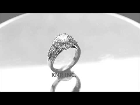 14K WHITE GOLD ROUND CUT DIAMOND ENGAGEMENT RING ANTIQUE STYLE ART DECO 2.10CTW - KNR INC - 467