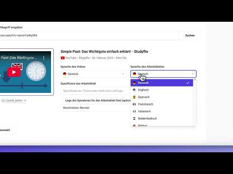 Erstelle aus einem YouTube Video ein Arbeitsblatt mit to teach