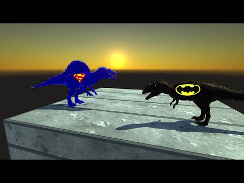 Batman Carcharodontosaurus Vs Superman Spinosaurus DeathRUN Race ♦ Animal Revolt Battle Simulator ♦