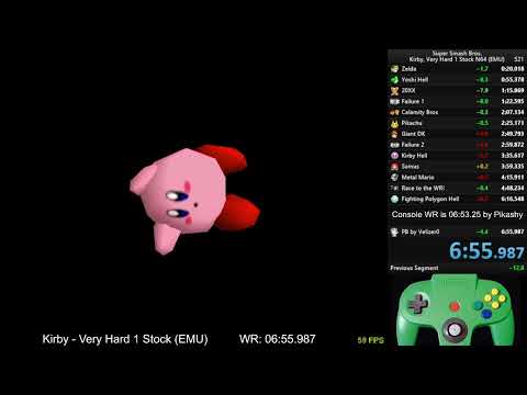 Super Smash Bros. Kirby, Very Hard 1 Stock No Continues - 06:55.980 (EMU) [WR]