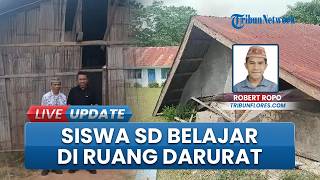 Siswa SD di Bangkalan Belajar di Bawah Terpal Ruang Darurat, Sampingnya Bangunan Nyaris Ambruk