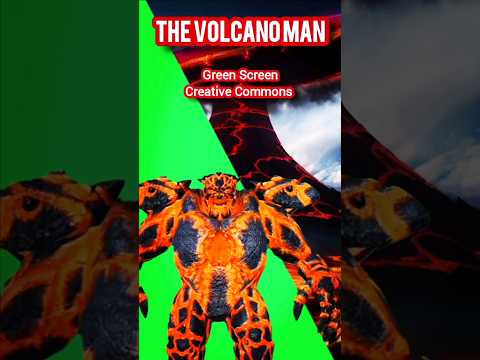 VOLCANO MAN Footage green screen, chromakey animation monster.