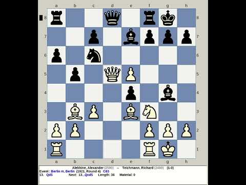 Alekhine, Alexander vs Teichmann, Richard | Berlin Chess Match 1921, Germany R4