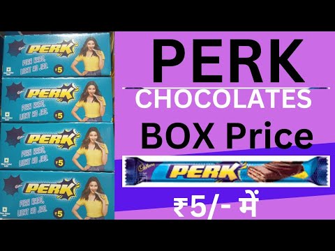 What is the cost of 5 rupees perk box? | What is the price of one perk chocolate? | Perk chocolate |