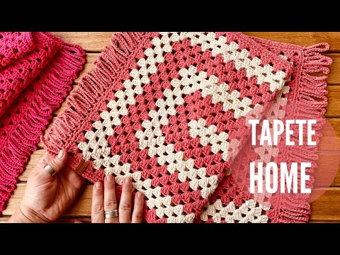 Tapete de Crochê | TAPETE HOME , troca de cores sem corte de fio - Lindo e fácil de fazer