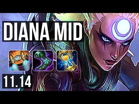DIANA vs ZOE (MID) | 7 solo kills, 1200+ games, 1.3M mastery, 11/3/5 | BR Grandmaster | v11.14