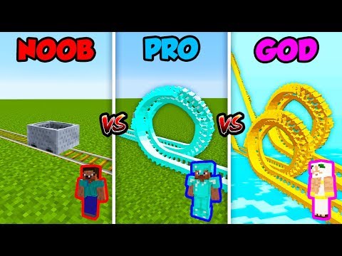 Minecraft NOOB vs. PRO vs. GOD: ROLLER COASTER CHALLENGE in Minecraft! Video