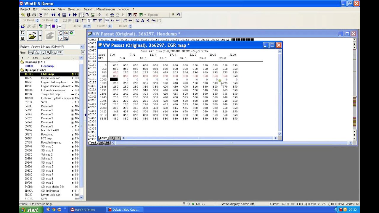 Winols making map changes using EGR example