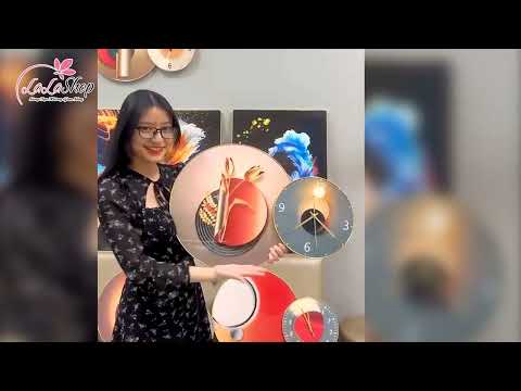 Tranh Đồng Hồ UV Pha Lê Bóng Bình Hoa Tulip Vàng Nghệ Thuật