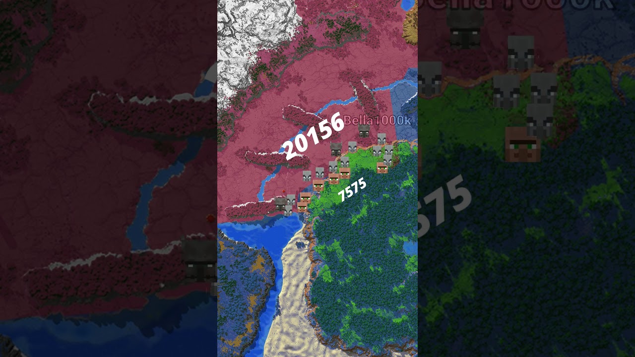 Minecraft map invasion #minecraft #battle #mapanimation #pillager #villager #village #herobrine