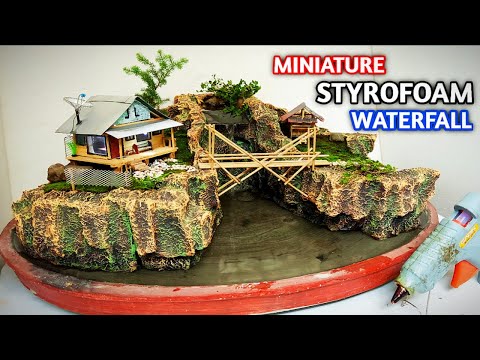 , title : 'How to Make Mini Water Fountain at Home with Styrofoam - Mini Landscape Waterfall'