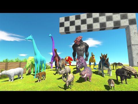 DODGE BOMBS SPEED RACE ALL DINOSAURS VS ANIMALS - Animal Revolt Battle Simulator