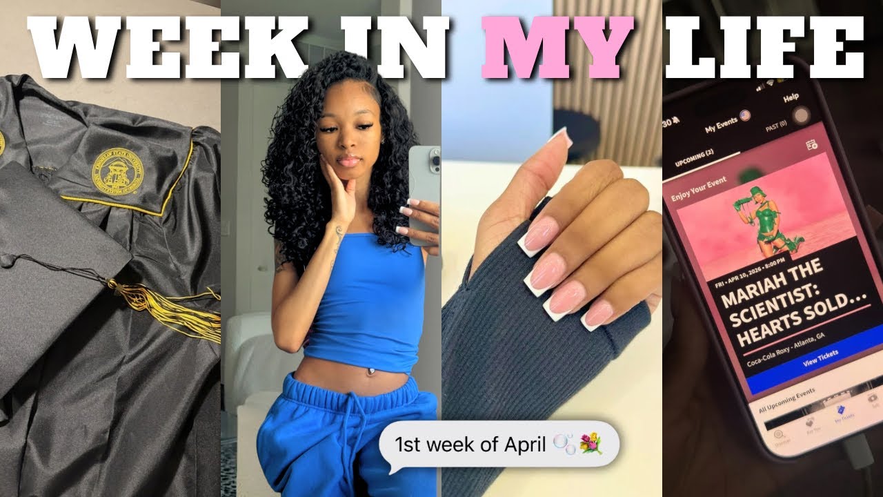 WEEKLY VLOG: 1st week of april 💐! mariah concert, got my cap&gown, maintenance, + more