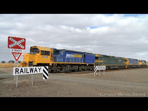 Quad Locomotive Lash-up Leading 7902V Container Train From Mildura (17/3/2023) - PoathTV Railways