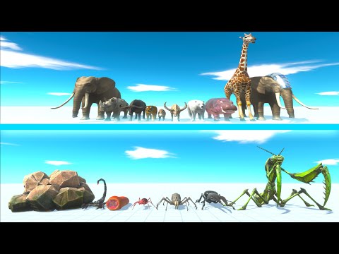 MODERN MAMMALS Team vs GIANT INVERTEBRATES Team - Animal Revolt Battle Simulator ARBS