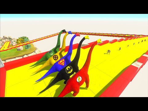 5 Brachiosaurus Color Marvel Superhero Hunting found Jurassic world - Dinosaurs Race Champions