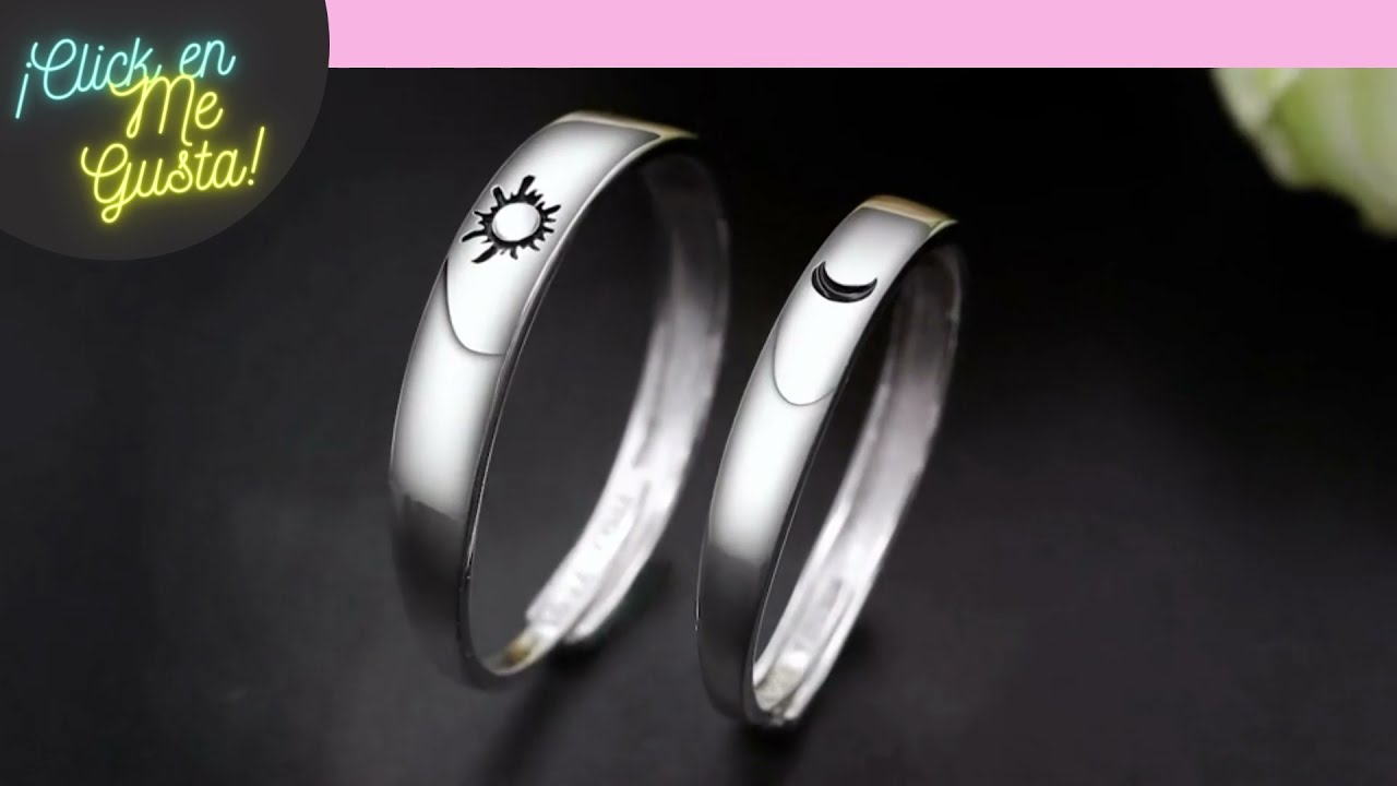 😍👉 ANILLO de PLATA de ley 💍 luna sol CON GRABADO - 2x1 Anillos para parejas